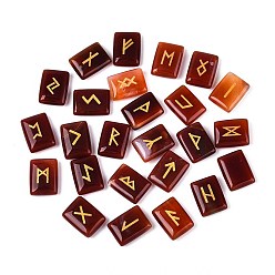 Красный Агат 25 шт. прямоугольные натуральные рунические камни из сердолика с гравировкой алфавита Бузинного Футарка, 19.5~20x15x5.5~6 мм