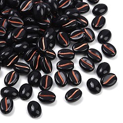 Черный Непрозрачные акриловые бусины, кофейный боб, красный цвет заплетен, чёрные, 10.5x8x4.5 мм, отверстие : 1.2 мм, Около 1923 шт / 500 г
