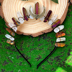 Луна Ободки для волос из натурального кварца и фиолетового кварца, корона для волос, для женщин девушек, луна, 200x160 мм