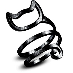 Gunmetal Alloy Rings for Women, Cat Shape, Gunmetal, Inner Diameter: 18mm