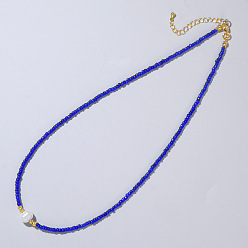 Синий Ожерелья из искусственного жемчуга и стеклянных бусин для женщин, элегантные украшения для ключицы, синие