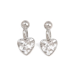 Stainless Steel Color 201 Stainless Steel Charms, Hammered Heart Charms, Stainless Steel Color, 12x6x1.2~4.5mm, Hole: 1.8mm