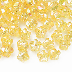 Золотистый 1 прозрачные акриловые пуговицы с отверстиями, с покрытием AB цвета, звезда, золотые, 13.5x14x11.5 мм, отверстие : 2.5 мм, Около 460 шт / 500 г