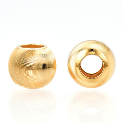 Real 18K Gold Plated 925 Sterling Silver Beads, Cat Eye Beads, Textured Round, Real 18K Gold Plated, 8x7mm, Hole: 3.5mm