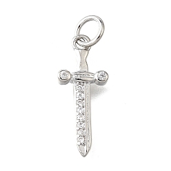 Платина Латунные микро проложить кубического циркония подвески, меч прелести, с целью перехода в кольце, долговечный, без свинца и без кадмия, стойки покрытие, платина, 19x7.5x2 мм
