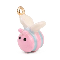 Bees Alloy Enamel Pendants, Golden, Bees Charms, 15.5x11.5x10.5mm, Hole: 1.4mm