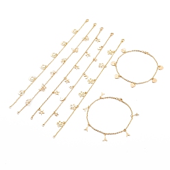 Золотой 304 из нержавеющей стали сандалеты очарование, с кабельными цепями и когтями омара застежками, разнообразные, золотые, 9-3/4 дюйм (24.7 см)