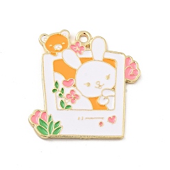 Ours Pendentifs en émail en alliage de dessin animé, or et de lumière, charmes de lapin, Motif Ours, 28x27x1.5mm, Trou: 2mm