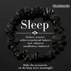 Obsidian Stretch-Armbänder aus natürlichen Obsidiansplitterperlen, 6.89 Zoll (17.5 cm)
