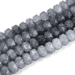 Серый Нити из бусин с эффектом кракелюра, имитирующие нефрит., рондель, граненые, серые, 7.5~8x5~5.5 мм, отверстие : 1.4 мм, около 70~71 шт / нитка, 14.57~14.76 дюйм (37~37.5 см)