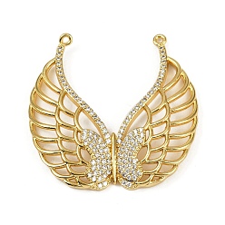 Настоящее золото 18K Латунные микро проложить кубического циркония подвески, крыло с бабочкой, долговечный, без кадмия и без свинца, стойки покрытие, реальный 18 k позолоченный, 38x40x4.5 мм, отверстие : 1.2 мм