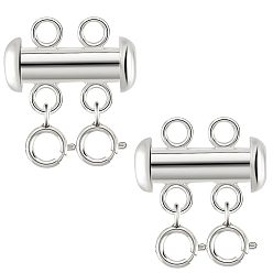 Серебро 925 застежка из серебра, 2 нитей, 4-луночное, с двойными пружинными застежками, серебряные, 17x19.5 мм, 2 шт / комплект