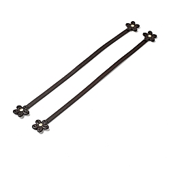 Coconut Brown Flower End Cowhide Leather Sew On Bag Handles, with Brass Findings, Bag Strap Replacement Accessories, Coconut Brown, 42.3x3.7x0.75cm, Hole: 1.8mm