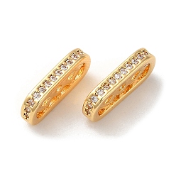 Настоящее золото 18K Латунные микро проложить кубического циркония многожильных ссылки, без кадмия, без никеля и без свинца, прямоугольный разъем, распорными брусьями, реальный 18 k позолоченный, 13x2x6 мм, отверстие : 1 мм