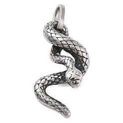 Античное Серебро 304 подвески из нержавеющей стали, очарование змеи, античное серебро, 36x20.5x9.5 мм, отверстие : 8.5x4.5 мм