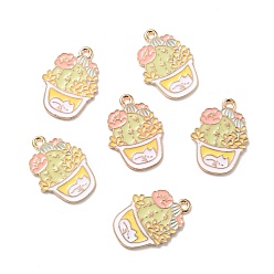 Colorful Alloy Enamel Pendants, Bonsai, Cactus, Colorful, 25x18x1.5mm, Hole: 1.6mm