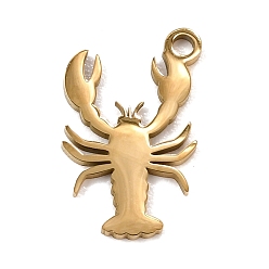 Golden 201 Stainless Steel Charms, Lobster Charms, Golden, 14.5x9.5x1mm, Hole: 1.4mm