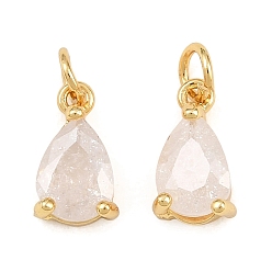 Прозрачный Подвески из латуни и стекла, очарование слезы, реальный 18 k позолоченный, граненые, прозрачные, 10x5.5x4 мм, отверстие : 2.3 мм