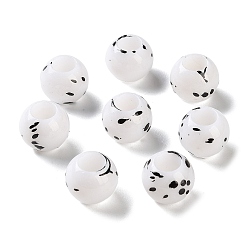Белый Европейские бусины из АБС-пластика, окрашенные распылением, бусины с большим отверстием, круглые, белые, 12x10 мм, отверстие : 6 мм, Около 720 шт / 500 г