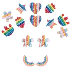 Mixed Color Non Woven Fabric Costume Accessories, with Sequins/Paillettes and Plastic, Mixed Shapes, Mixed Color, 14pcs/set