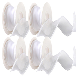 Белый 4 рулоны АБС-сетки с жемчужной окантовкой для изготовления бантов, Подарочная упаковка, белые, 1-5/8 дюйм (40 мм), 4 рулонов / набор