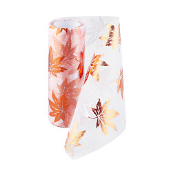 Оранжево-Красный Осенняя тема кленовый лист узор органза лента, тюль ткань рулон, для свадебной вечеринки украшения и поделки, оранжево-красный, 15 см, о 10yards / рулон (9.144 м / рулон)