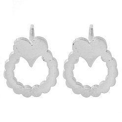 Нержавеющая Сталь Цвет Не тускнеют 304 серьги-гвоздики из нержавеющей стали, сердце, цвет нержавеющей стали, 9x8 мм