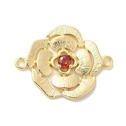 Оранжево-Красный Латунные подвески для стеклянных соединителей, цветок ссылки, без кадмия, без никеля и без свинца, реальный 18 k позолоченный, оранжево-красный, 17x22.5x3 мм, отверстие : 1.4 мм