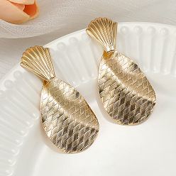 Teardrop Сплав мотаться серьги стержня, золотые, слеза, 69x32 мм