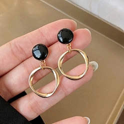 Ring Acrylic Dangle Earrings for Women, Ring, 18x11mm