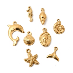 Золотой Подвески из нержавеющей стали 201, разнообразные, золотые, 12~21.5x5~14x1.5~5 мм, отверстие : 1~1.2 мм, 8 шт / комплект