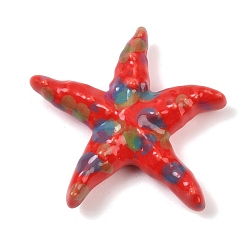 Разноцветный Фарфоровые бусины ручной работы, морская звезда, яркие глазированный фарфор, красочный, 39.5~40x41.5~2x10~10.5 мм, отверстие : 2 мм