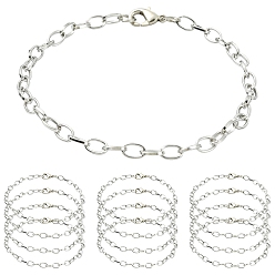 Платина 10шт. браслеты из железных тросиков, с карабин-лобстерами , платина, 8-1/8 дюйм (20.5 см)