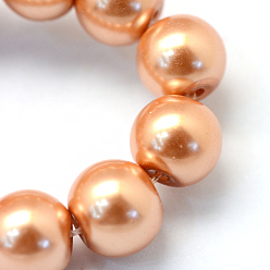 Sandy Brown Baking Painted Glass Pearl Round Bead Strands, Sandy Brown, 10~11mm, Hole: 1.5mm, about 80~85pcs/strand, 31.4 inch1.5mm