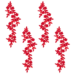 Красный 4шт. нашивки из ткани с компьютерной вышивкой "Зимняя сладость", наклеить патч, аксессуары для костюма, аппликация, красные, 255x95x0.8 мм