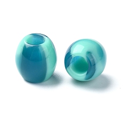 Голубой 2 оттенок полимер европейский бисер, большие отверстия баррель бисером, голубой, 11.5x11x11 мм, отверстие : 5 мм