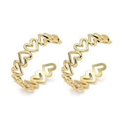 Golden 304 Stainless Steel Earrins for Women, Heart, Golden, 29x8mm
