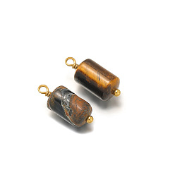 Тигровый глаз Природных тигровый глаз подвески, из нержавеющей стали поиска, колонка, 15x6 мм