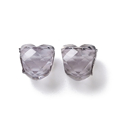 Серый Cmолы европейские шарики, граненые бусины в форме персикового сердца с большим отверстием, серые, 10.5x10.5x10.5 мм, отверстие : 5 мм