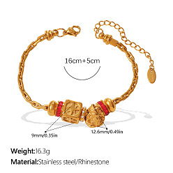 Cube 304 Браслеты из нержавеющей стали и кубического циркония, браслеты-цепочки со скрепками для женщин, золотые, кубические, 6.30 дюйм (16 см)