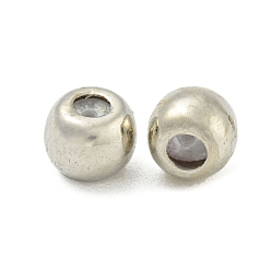 Платина Стойка покрытие латунь силиконовые проставки бусины, долговечный, без кадмия и без свинца, круглые, платина, 4x3.5 мм, отверстие : 0.7 мм