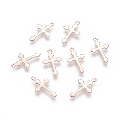 Розовое Золото 304 подвески из нержавеющей стали, крестик, розовое золото , 18x11x0.5 мм, отверстие : 1.2 мм
