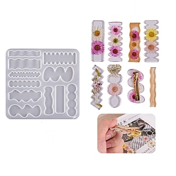 Белый Силиконовые формы кабошон нестандартной формы своими руками для заколок для волос, формы для литья смолы, для уф-смолы, изготовление изделий из эпоксидной смолы, белые, 130x135x3 мм, внутренний диаметр: 8~60x15~60 мм