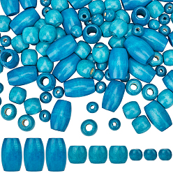 Темно-Голубой Деревянные бусины, бусины с большим отверстием, разнообразные, глубокое синее небо, 12~31x10.5~20 мм, отверстие : 3~10 мм, 130 шт / комплект