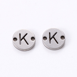 Letter K Anlaufgeschützt 201 Glieder aus Edelstahl, Laserschnitt, flach rund mit Brief, letter.k, 6x6x1 mm, Bohrung: 0.8 mm