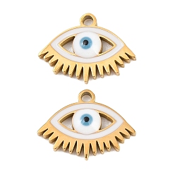 Evil Eye 304 нержавеющей стальной эмали подвески, золотые, Злые чары глаз, 11x15x2.5 мм, отверстие : 1.4 мм