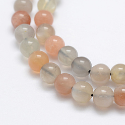 Multi-Moonstone Natural Multi-Moonstone Beads Strands, Round, 6~7mm, Hole: 1mm, about 65pcs/strand, 15.1 inch(38.5cm)