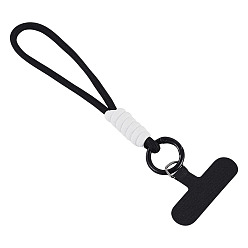 Black 1Pc Polyester Mobile Straps, with Alloy Clasps, 1Pc Cloth Mobile Phone Lanyard Patch, Black, 145mm