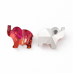 Красный Прозрачные стеклянные бусины, с покрытием на задной стороне, слон, красные, 13x15x8.5 мм, отверстие : 1.2 мм