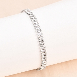 Прозрачный 316 браслеты-слайдеры из хирургической нержавеющей стали, с кубического циркония, прозрачные, 10-1/4 дюйм (26 см), ссылка: 6x2.5x3 mm